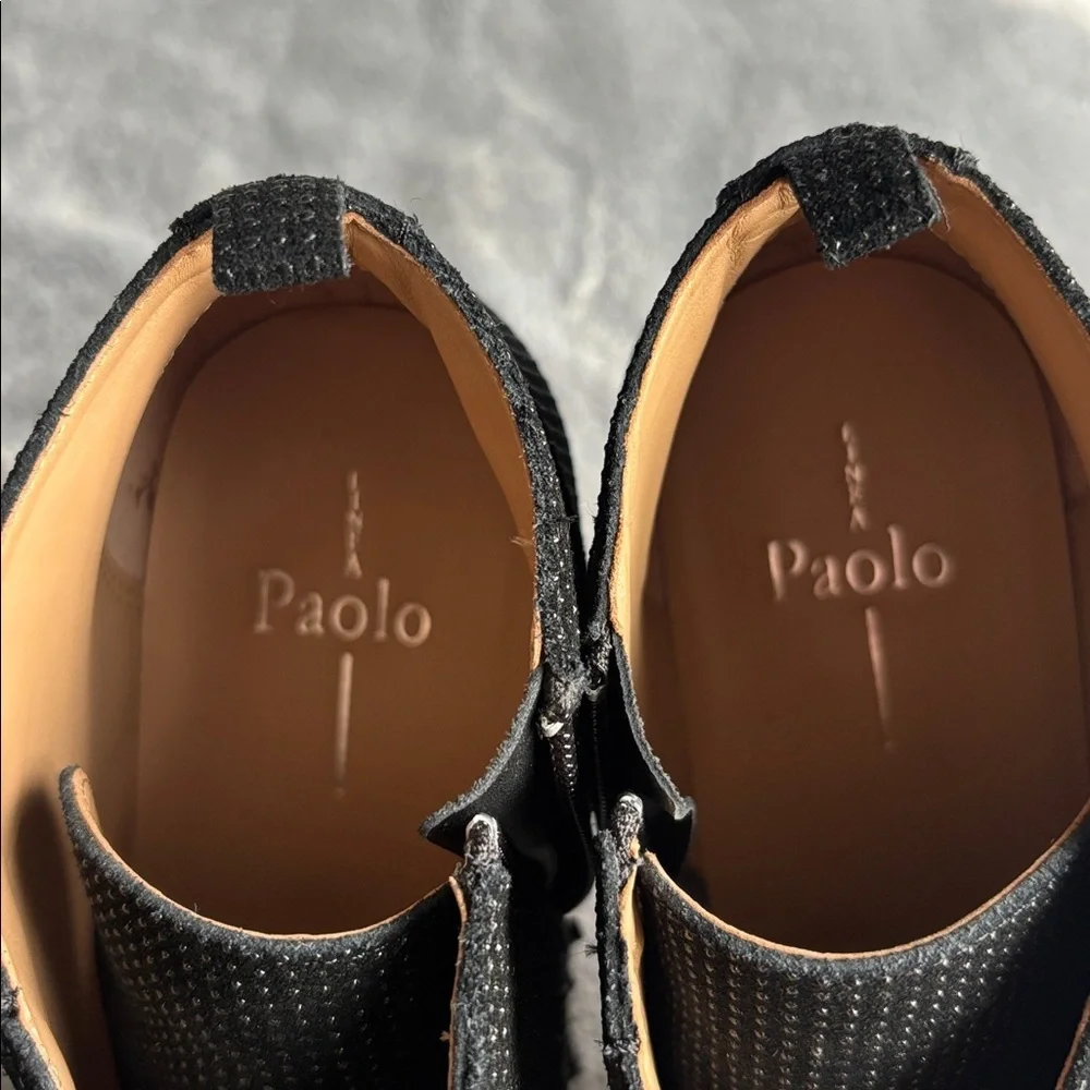 Linea Paolo Felicia Wedge Sneaker in Black Textured Suede Size 9.5M EUC